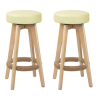 Artiss 2x Kitchen Bar Stools Wooden Bar Stool Swivel Barstools Counter Chairs 74cm Leather Cream