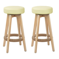 Artiss 2x Kitchen Bar Stools Wooden Bar Stool Swivel Barstools Counter Chairs 74cm Leather  Cream
