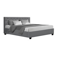Artiss King Size Gas Lift Bed Frame Base With Storage Mattress Grey Fabric VILA
