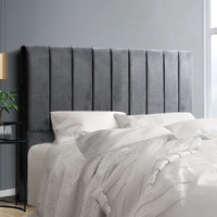 Artiss Bed Head Queen Size Velvet - VELA Grey