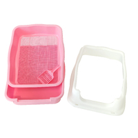 YES4PETS Large Deep Cat Kitty Litter Tray High Wall Pet Toilet Grid Tray With Scoop Pink