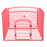 YES4PETS 4 Panel Plastic Pet Pen Pet Foldable Fence Dog Fence Enclosure With Gate Pink