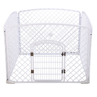 YES4PETS 4 Panel Plastic Pet Pen Pet Foldable Fence Dog Fence Enclosure With Gate White