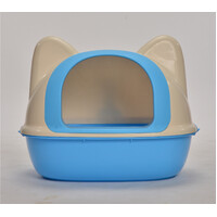 YES4PETS Medium Hooded Cat Toilet Litter Box Tray House With Scoop Blue
