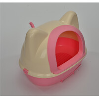 YES4PETS Medium Hooded Cat Toilet Litter Box Tray House With Scoop Pink