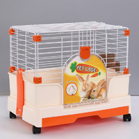 Small Orange Pet Rabbit Cage Guinea Pig Crate Kennel With Potty Tray And Wheel
