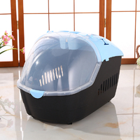 Small Portable Travel Dog Cat Crate Pet Carrier Cage Comfort With Mat-Blue