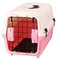 YES4PETS Medium Portable Plastic Dog Cat Pet Pets Carrier Travel Cage With Tray-Pink