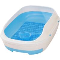 YES4PETS Medium Portable Cat Toilet Litter Box Tray with Scoop and Grid Tray-Blue