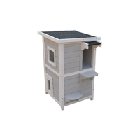 2 Story Cat Shelter Condo with Escape Door Rainproof Kitty House