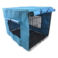 YES4PETS 24' Portable Foldable Dog Cat Rabbit Collapsible Crate Pet Cage with Blue Cover