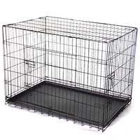 30' Collapsible Metal Dog Crate Cage Cat Carrier With Tray