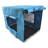 YES4PETS 48' Collapsible Metal Dog Puppy Crate Cat Rabbit Cage With Cover Blue