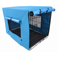 YES4PETS 48' Collapsible Metal Dog Puppy Crate Cat Rabbit Cage With Cover Blue