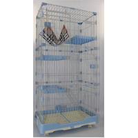 YES4PETS 179 cm Blue Pet 4 Level Cat Cage House With Litter Tray & Wheel 82x57x179 CM