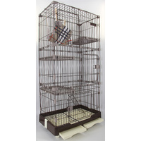 179 cm Brown Pet 4 Level Cat Cage House With Litter Tray & Wheel 82x57x179 CM