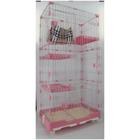YES4PETS 179 cm Pink Pet 4 Level Cat Cage House With Litter Tray & Wheel 82x57x179 CM