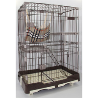 134 cm XL Brown Pet 3 Level Cat Cage House With Litter Tray & Wheel 99x63x134 cm