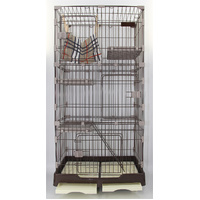195 cm Brown Pet 4 Level Cat Cage House With Litter Tray