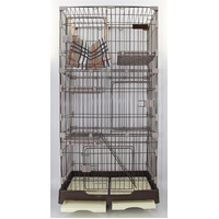 195 cm XL Brown Pet 4 Level Cat Kitten Cage House With Litter Tray 99x63x195 cm