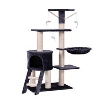 138cm Cat Scratching Post Tree Post House Tower with Ladder-Grey