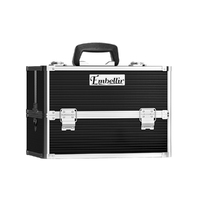 Embellir Portable Cosmetic Beauty Makeup Case with Mirror - Black
