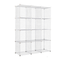 12 Cube Metal Wire Storage Cabinet - White