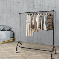 6FT Metal Garment Display Rail - Black