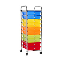 10 Drawer Kithchen Storage Trolley Cart Organizer Portable Rolling Cart Black