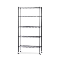 90cm 5-Tier Wire Shelf Shelving Unit Kithchen Storage Trolley Black