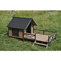 Medium Pet Dog Timber Kennel House Wooden Cabin With Patio
