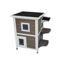 YES4PETS 2 Story Cat Shelter Condo with Escape Door Rainproof Kitty House