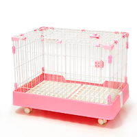 YES4PETS Large Pink Pet Dog Cage Cat Rabbit  Crate Kennel With Potty Pad And Wheel