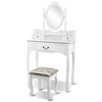Artiss 3 Drawer Dressing Table with Mirror - White