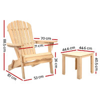 Gardeon 3 Piece Wooden Outdoor Beach Chair and Table Set
