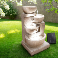 Gardeon 4 Tier Solar Powered Water Fountain with Light - Sand Beige