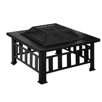 Grillz Outdoor Fire Pit BBQ Table Grill Fireplace Stone Pattern