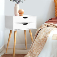 Artiss Bedside Table 2 Drawers - BODIE White