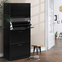 Artiss Shoe Rack Cabinet 60 Pairs 4 Doors - Black