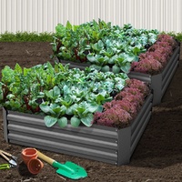 Green Fingers 2x Garden Bed 120x90cm Planter Box Raised Container Galvanised Herb