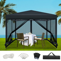 Instahut Gazebo Pop Up Marquee 3x3m Wedding Party Outdoor Camping Tent Canopy Shade Mesh Wall Black