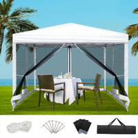 Instahut Gazebo Pop Up Marquee 3x3m Wedding Party Outdoor Camping Tent Canopy Shade Mesh Wall White