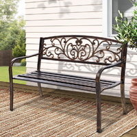 Gardeon Outdoor Garden Bench Seat Steel Outdoor Furniture 3 Seater Park Bronze
