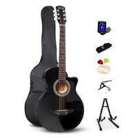 Alpha 38 Inch Wooden Acoustic Guitar Set- Black
