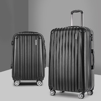 Wanderlite 20in 28in Luggage 2Set with Zipper Lock Carry On Hard Shell Travel Suitcase Luggage Case Black