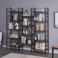 Industrial Shelf Book Shelf, Vintage Wood and Metal Bookcase Furniture for Home & Office
