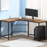 Artiss Computer Desk L-Shape CPU Stand Brown 147CM