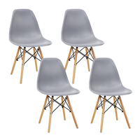 Artiss 4x Retro Dining DSW Chairs Kitchen Cafe Beech Wood Legs Grey