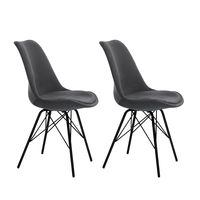 2x Artiss Dining Chairs DSW Cafe Kitchen Velvet Fabric Padded Iron Legs Grey