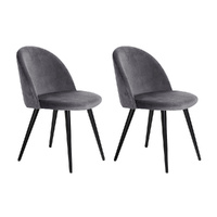 Artiss Dining Chairs Set of 2 Velvet Solid Curved Dark Grey